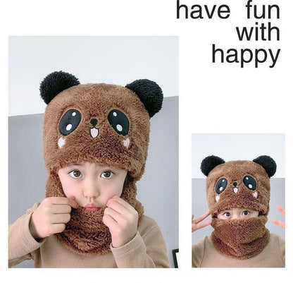 Cute Childrens Cartoon Scarf Hat Two Piece Set