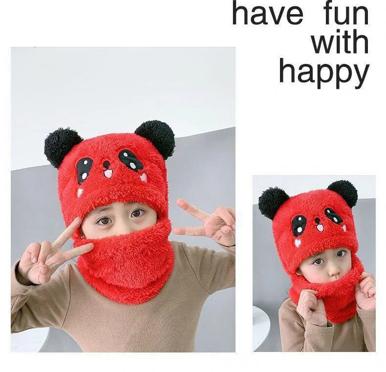 Cute Childrens Cartoon Scarf Hat Two Piece Set