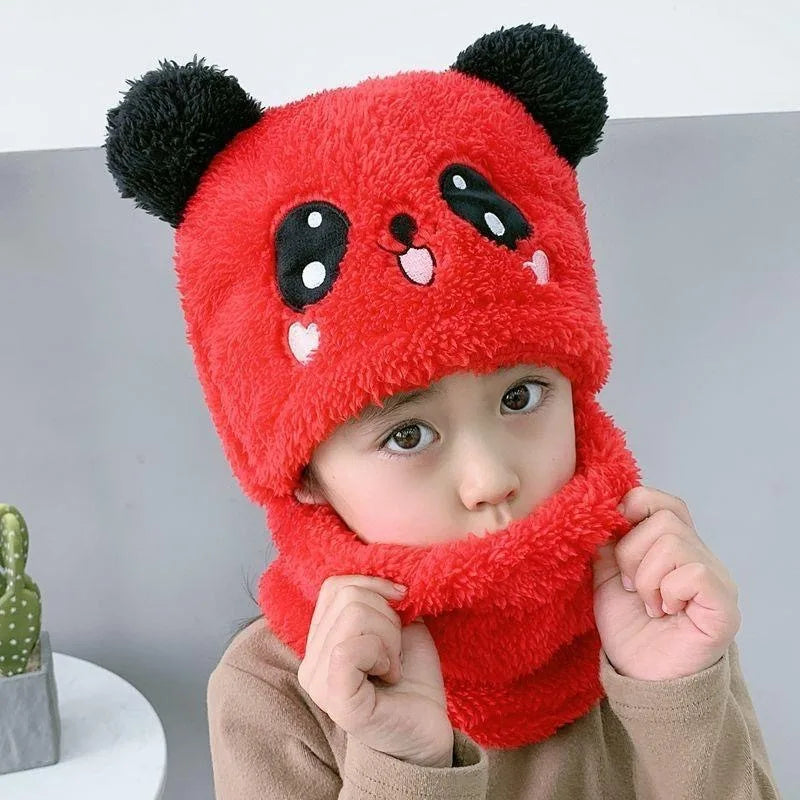 Cute Childrens Cartoon Scarf Hat Two Piece Set