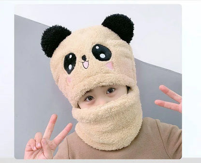 Cute Childrens Cartoon Scarf Hat Two Piece Set