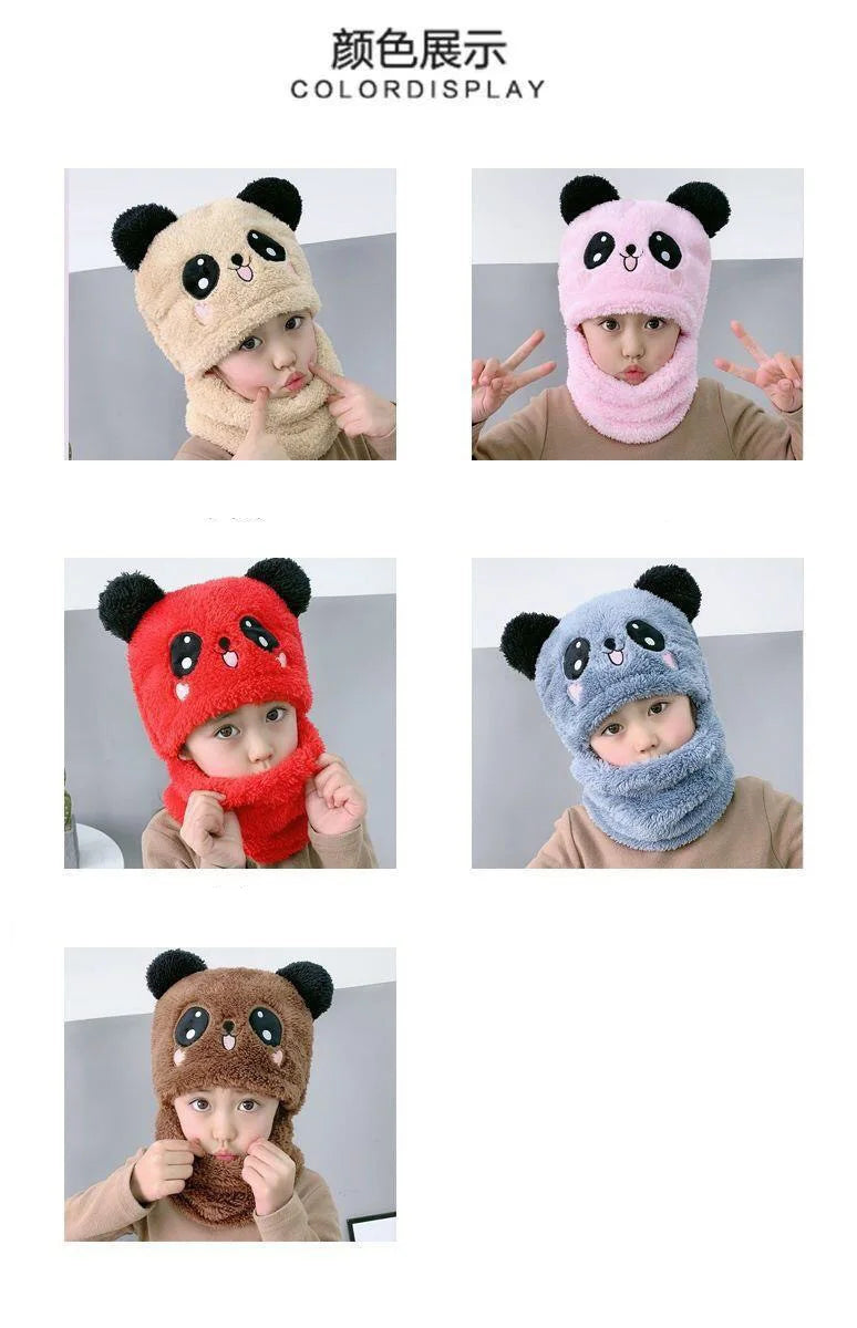 Cute Childrens Cartoon Scarf Hat Two Piece Set