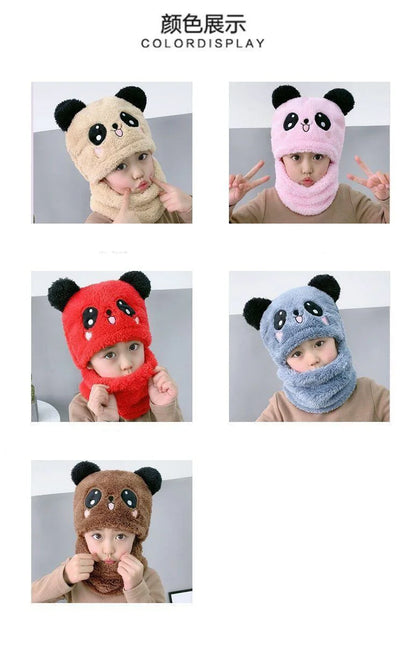 Cute Childrens Cartoon Scarf Hat Two Piece Set