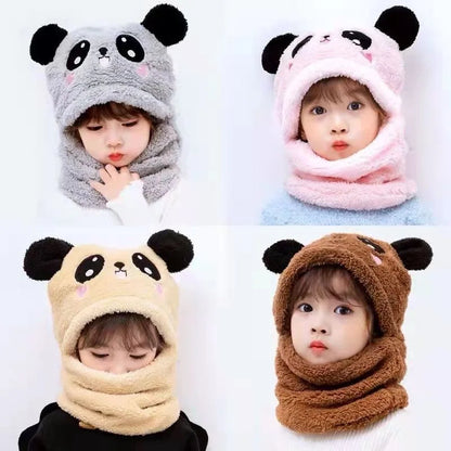 Cute Childrens Cartoon Scarf Hat Two Piece Set