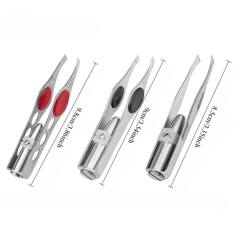 Eyebrow Tweezers with LED Light Stainless Steel Makeup Tool