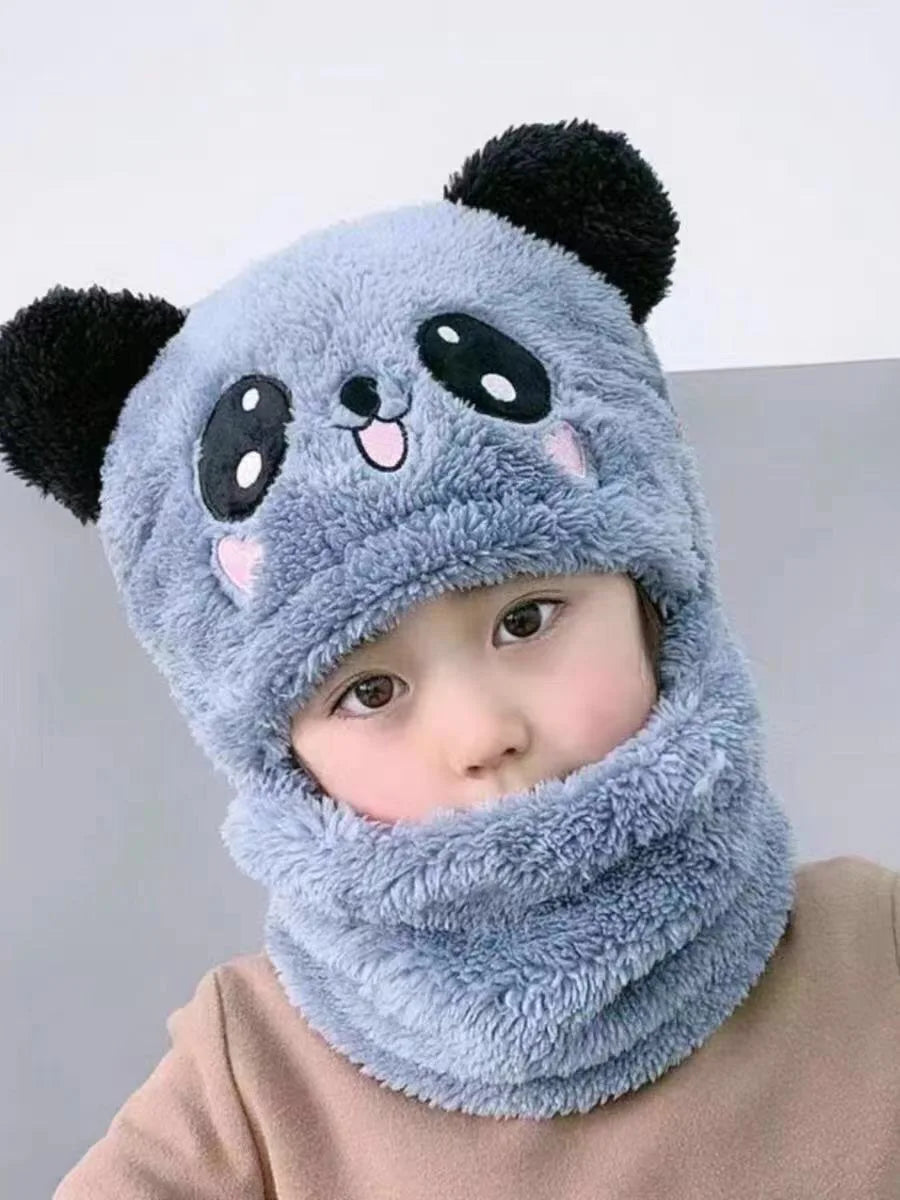 Cute Childrens Cartoon Scarf Hat Two Piece Set