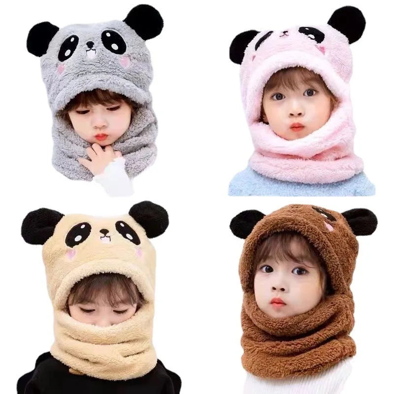 Cute Childrens Cartoon Scarf Hat Two Piece Set