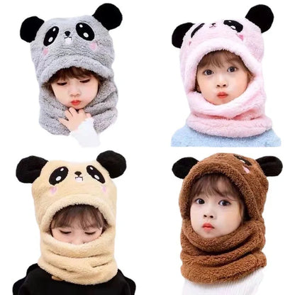 Cute Childrens Cartoon Scarf Hat Two Piece Set