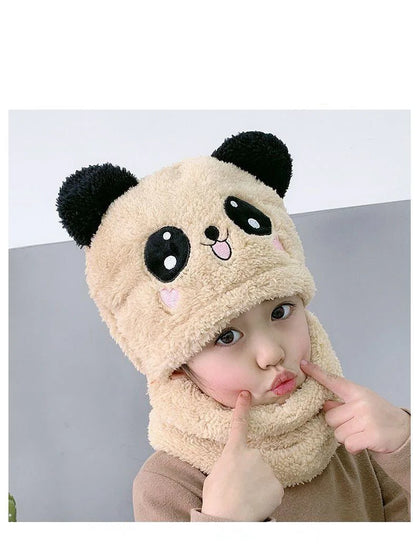 Cute Childrens Cartoon Scarf Hat Two Piece Set