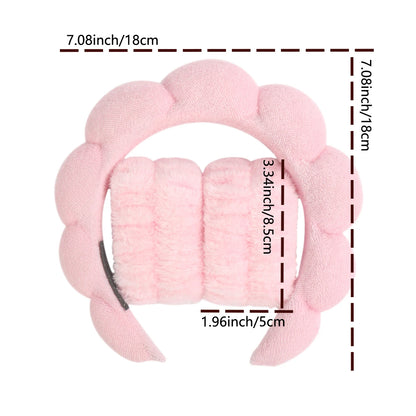 3Pcs Microfiber Washing Wristbands & Spa Headband Set