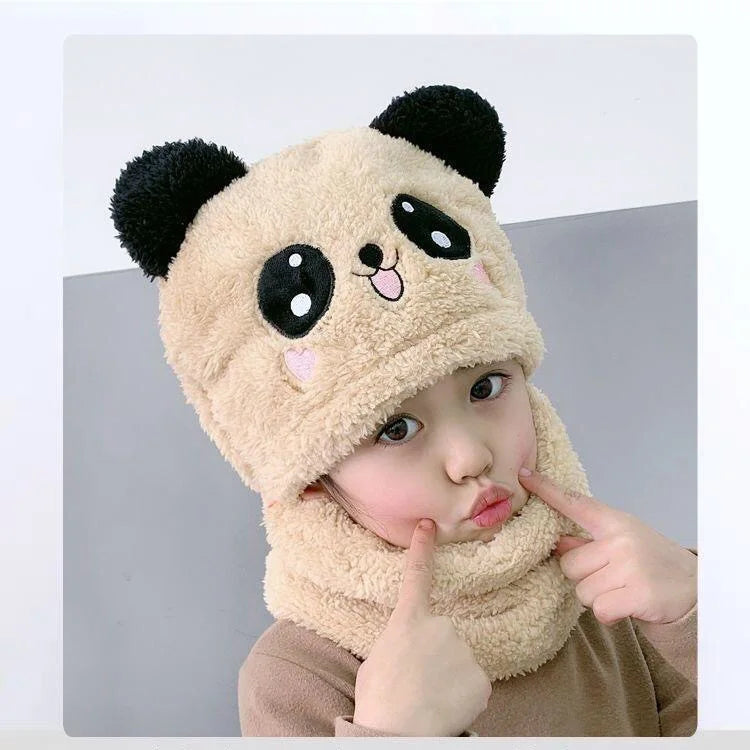 Cute Childrens Cartoon Scarf Hat Two Piece Set