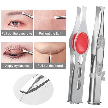 Eyebrow Tweezers with LED Light Stainless Steel Makeup Tool