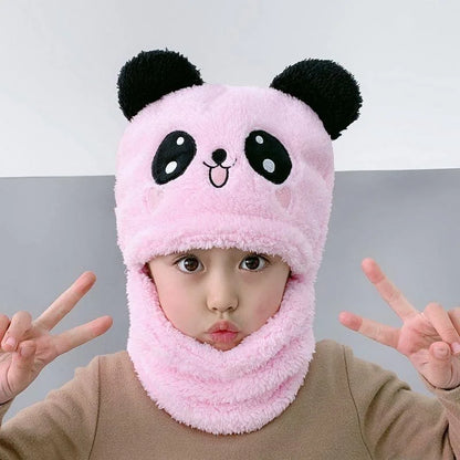 Cute Childrens Cartoon Scarf Hat Two Piece Set