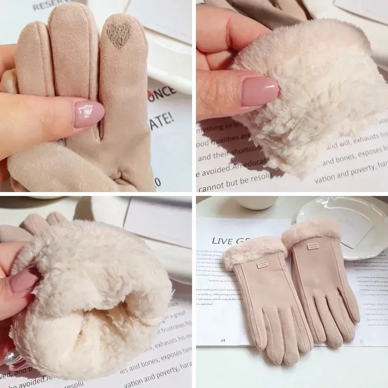 Women Winter Thick Plush Gloves